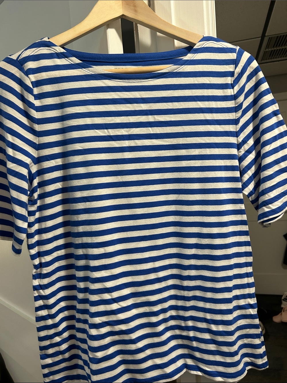Talbots Blue and White Striped Short-Sleeve Tee